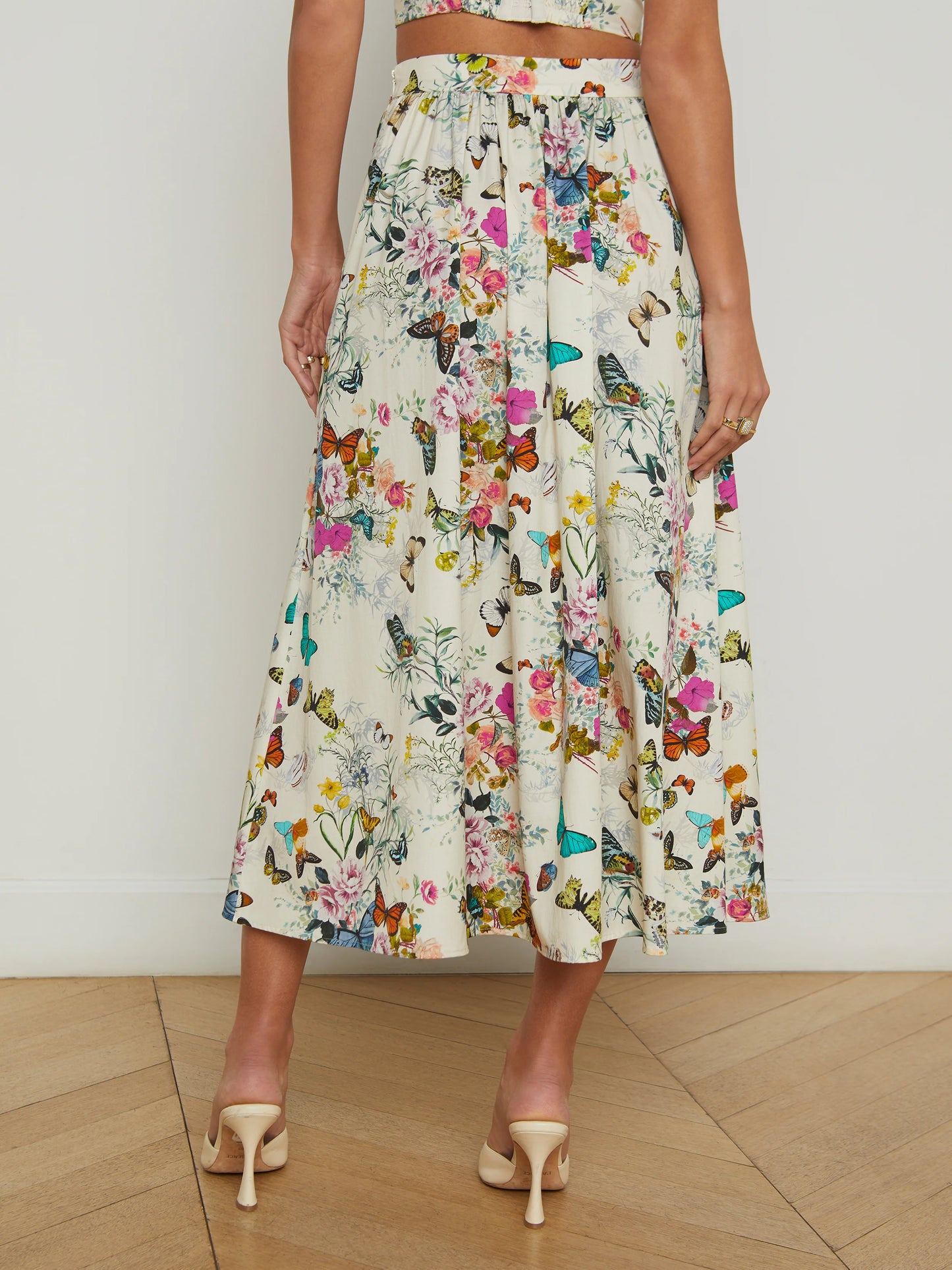 L'Agence Seina Print Midi Skirt
