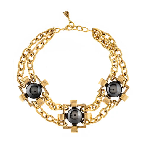 Yochi NP300 Leilani Gold Black Necklace