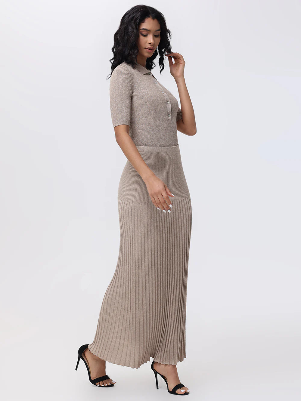 525 Eloise Lurex Pleated Skirt
