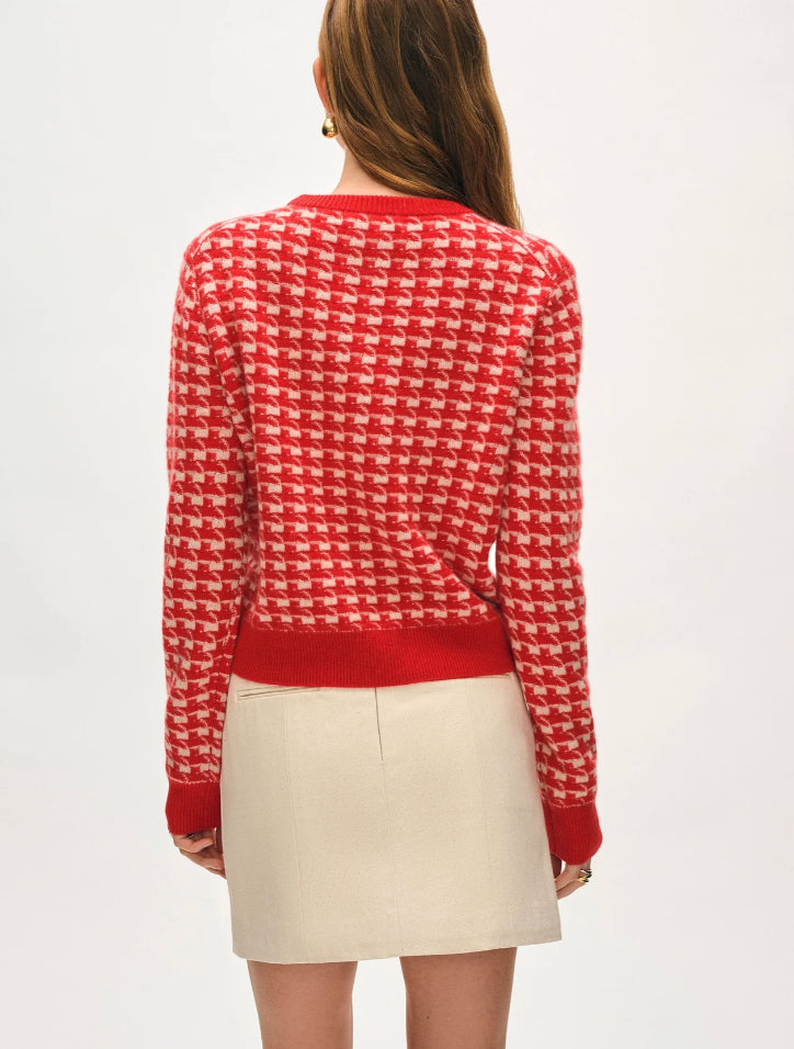 White + Warren Cashmere Gingham Crew Sweater