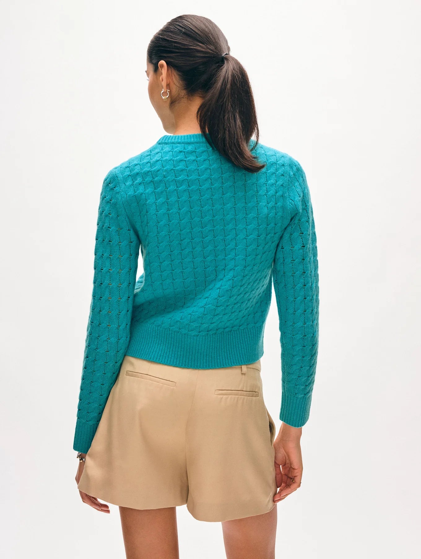 White + Warren Cashmere Cable Crewneck Sweater
