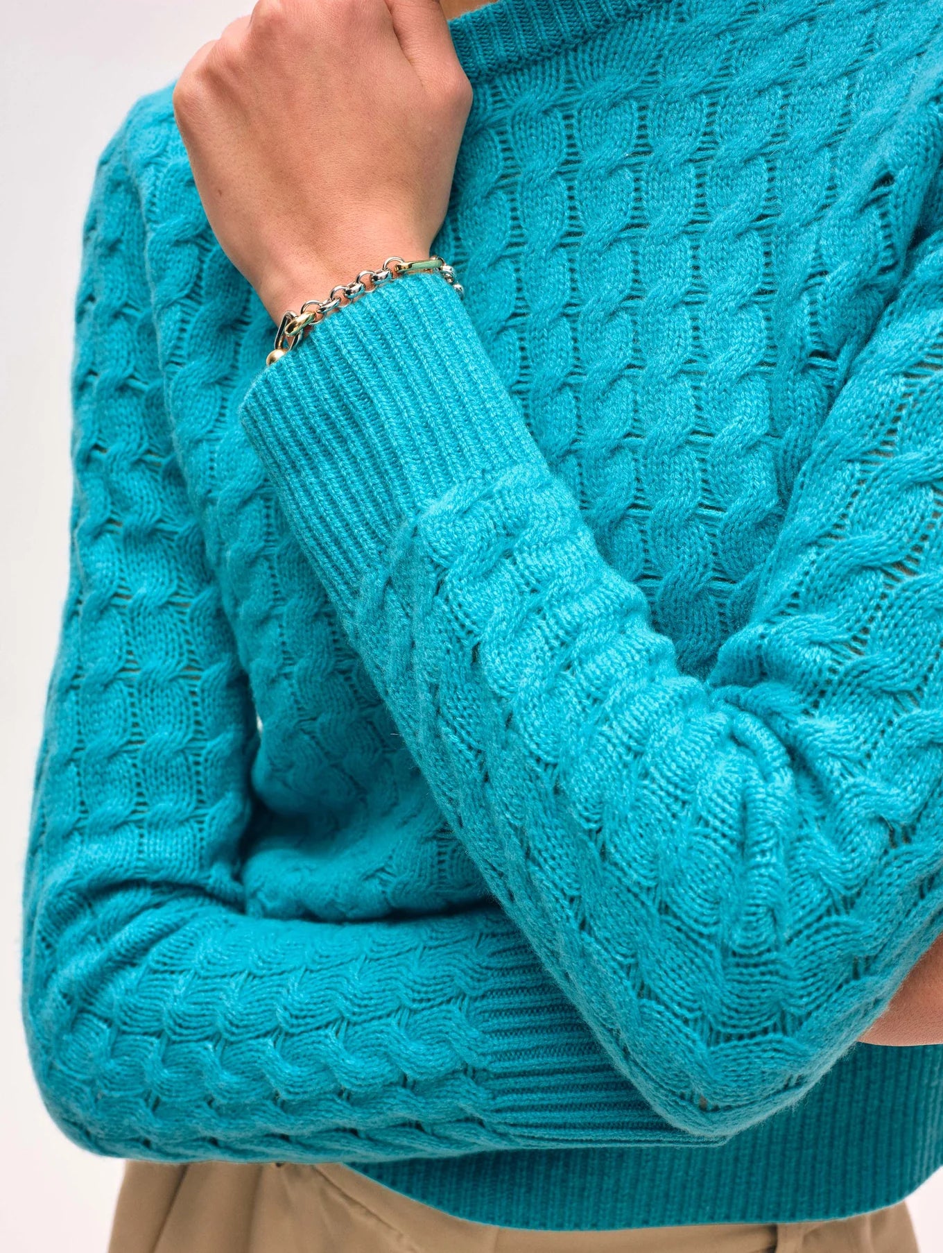 White + Warren Cashmere Cable Crewneck Sweater