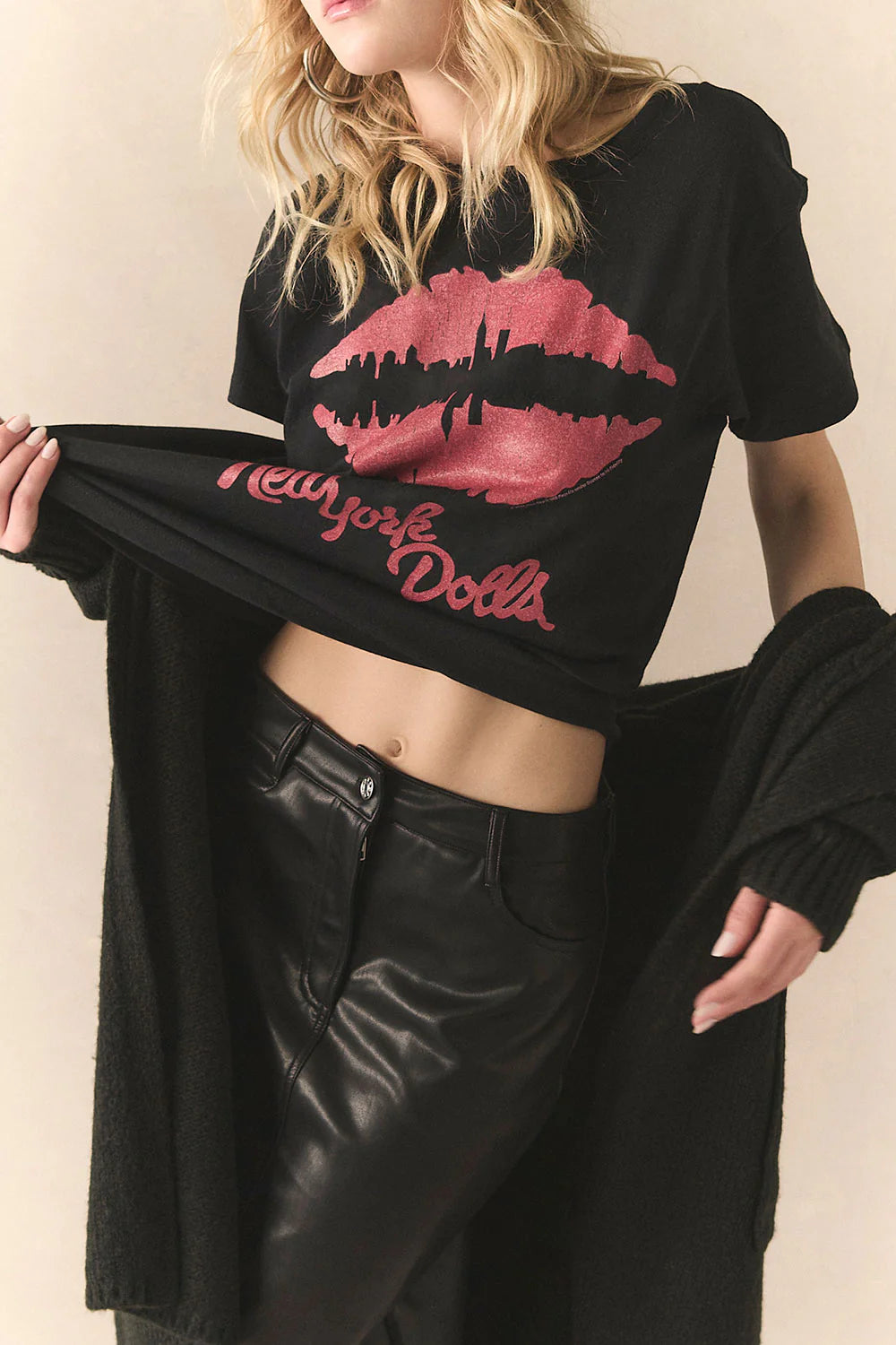 Chaser New York Dolls Lips Skyline Tee