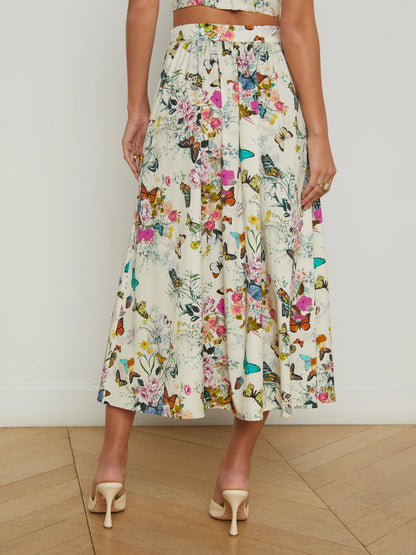 L'Agence Seina Print Midi Skirt