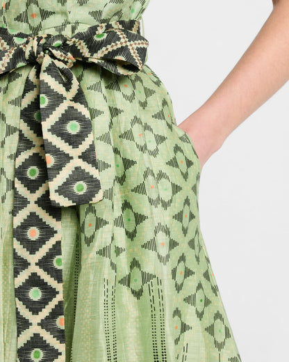 La Fuori Evelina Hexahue Matcha Midi Shirtdress