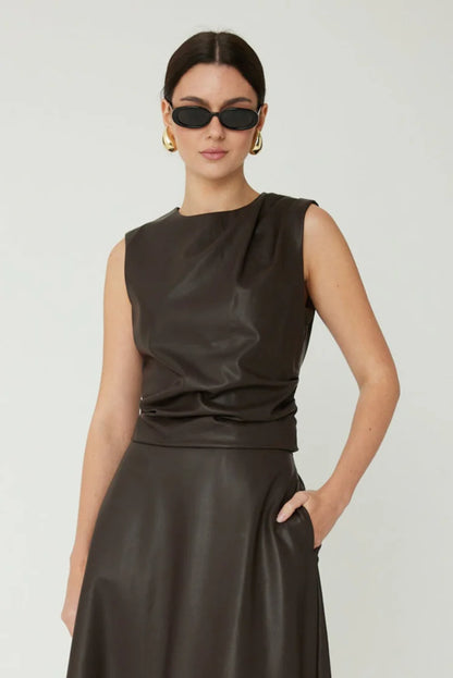 JS71 Mina Vegan Leather Top