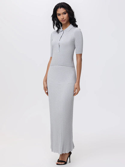 525 Eloise Lurex Pleated Skirt