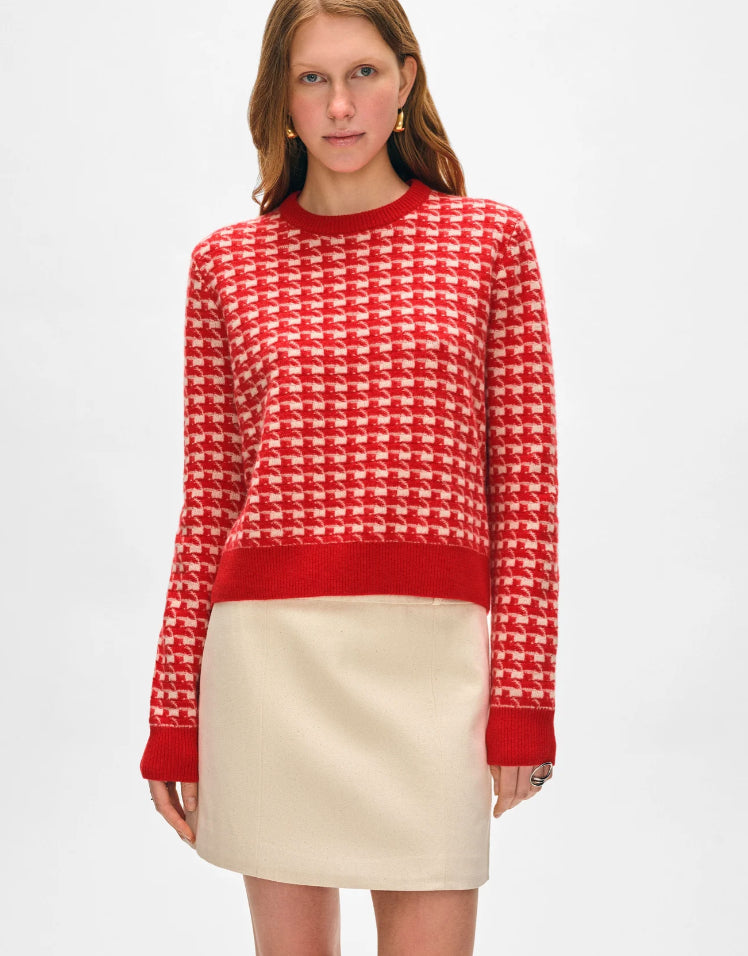White + Warren Cashmere Gingham Crew Sweater