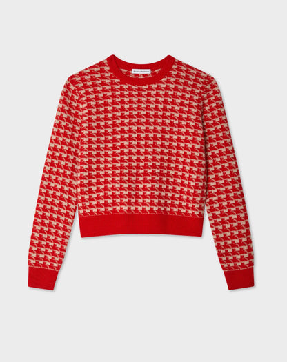 White + Warren Cashmere Gingham Crew Sweater