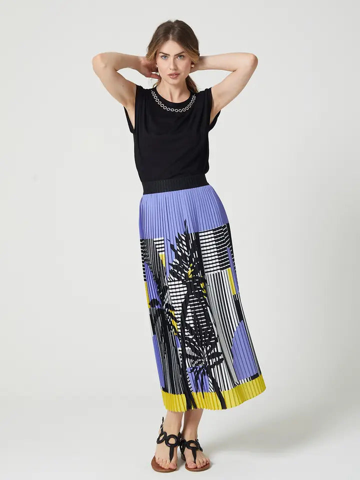 Lalipop Design Stripe and Palm Pleated Skirt