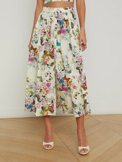 L'Agence Seina Print Midi Skirt