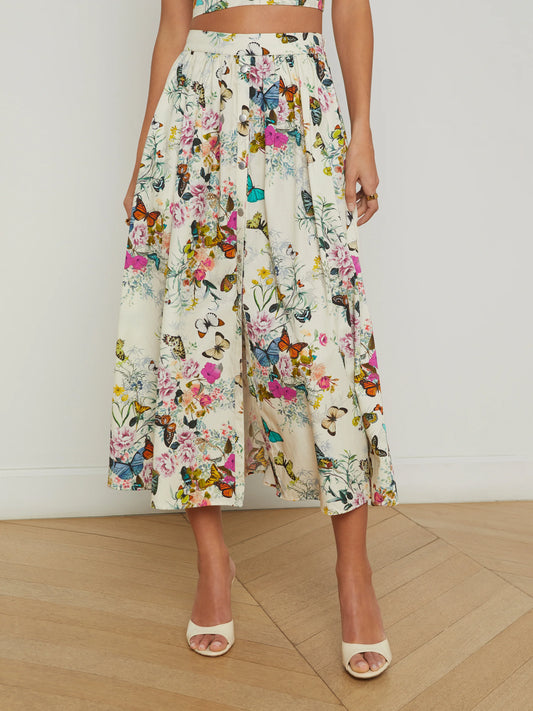 L'Agence Seina Print Midi Skirt