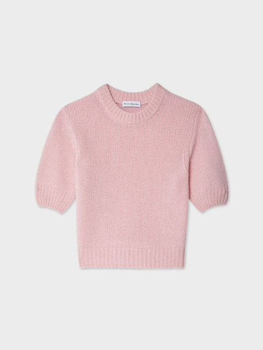 White and Warren Puff Sleeve Crewneck Sweater